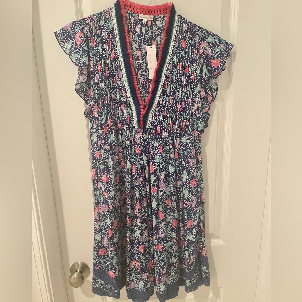 Poupette St Barth Sasha Mini Dress Blue Floral NWT